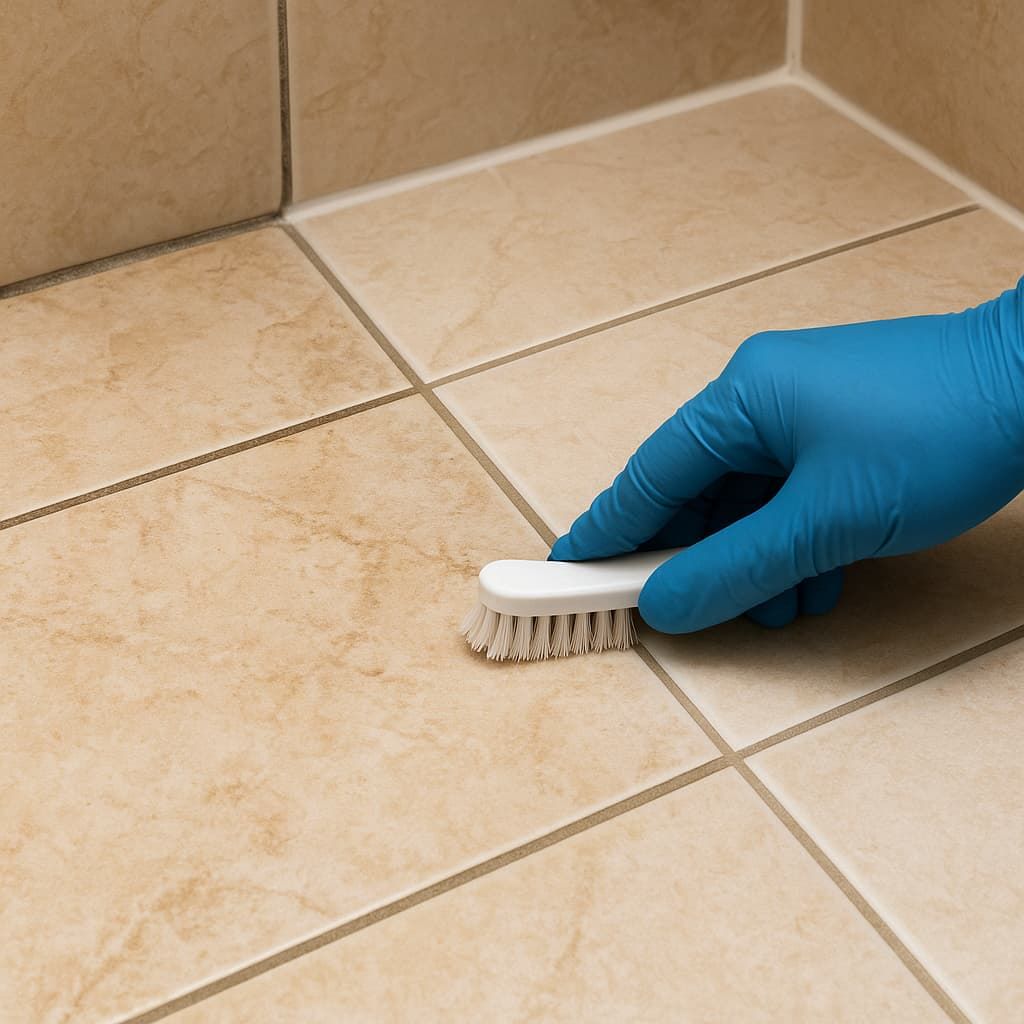 Before and after by Grout Cleaning Specialists in Dubai showing dirty versus restored grout lines