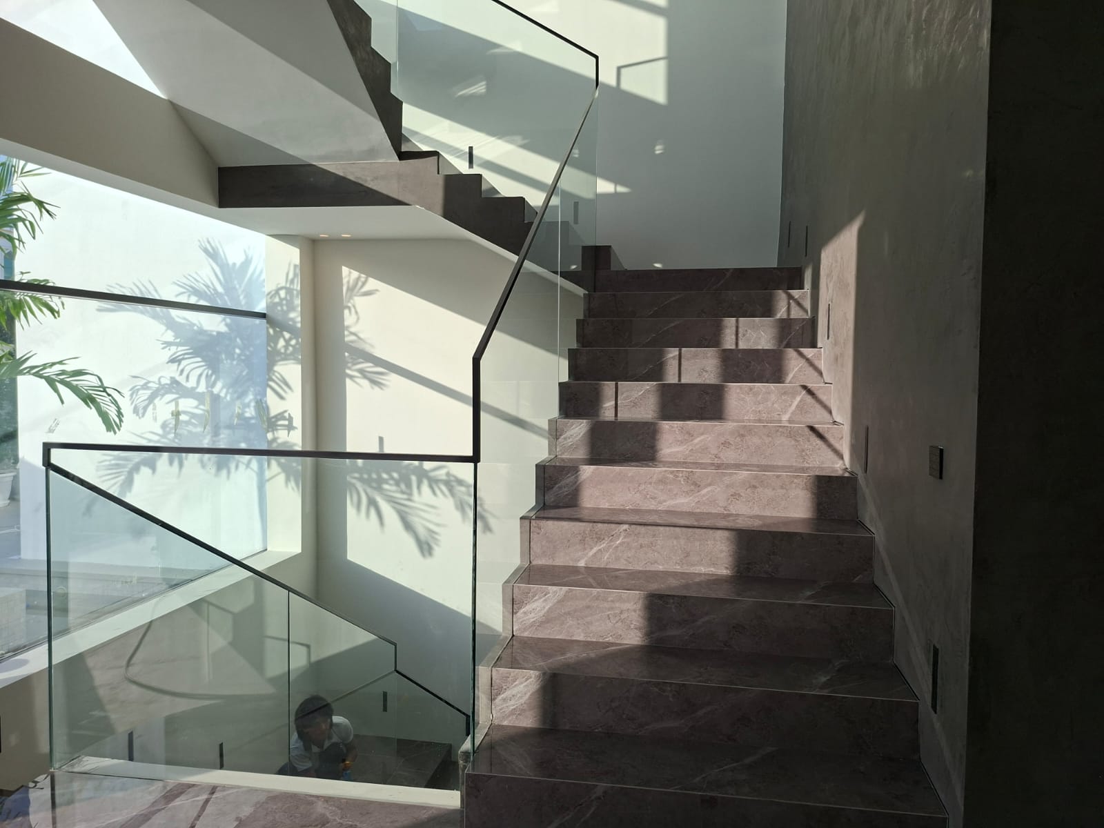 After staircase glass cleaning