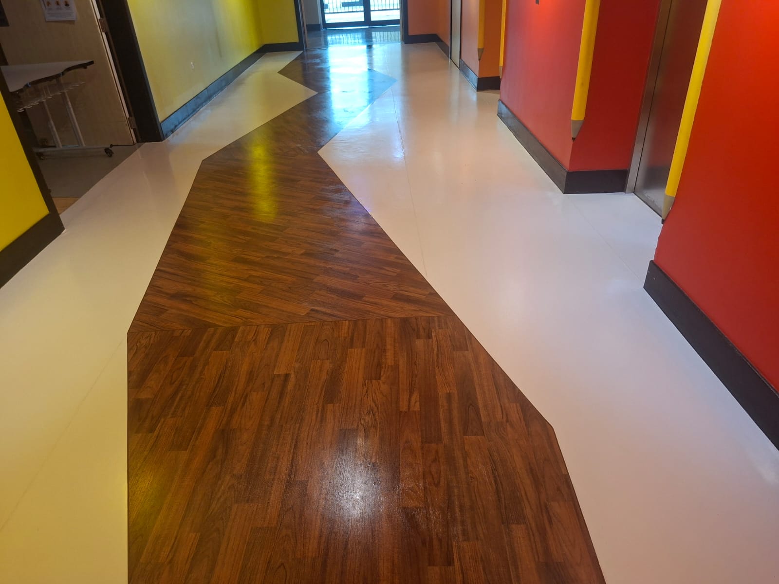 School vinyl floor after deep cleaning and polishing in Dubai